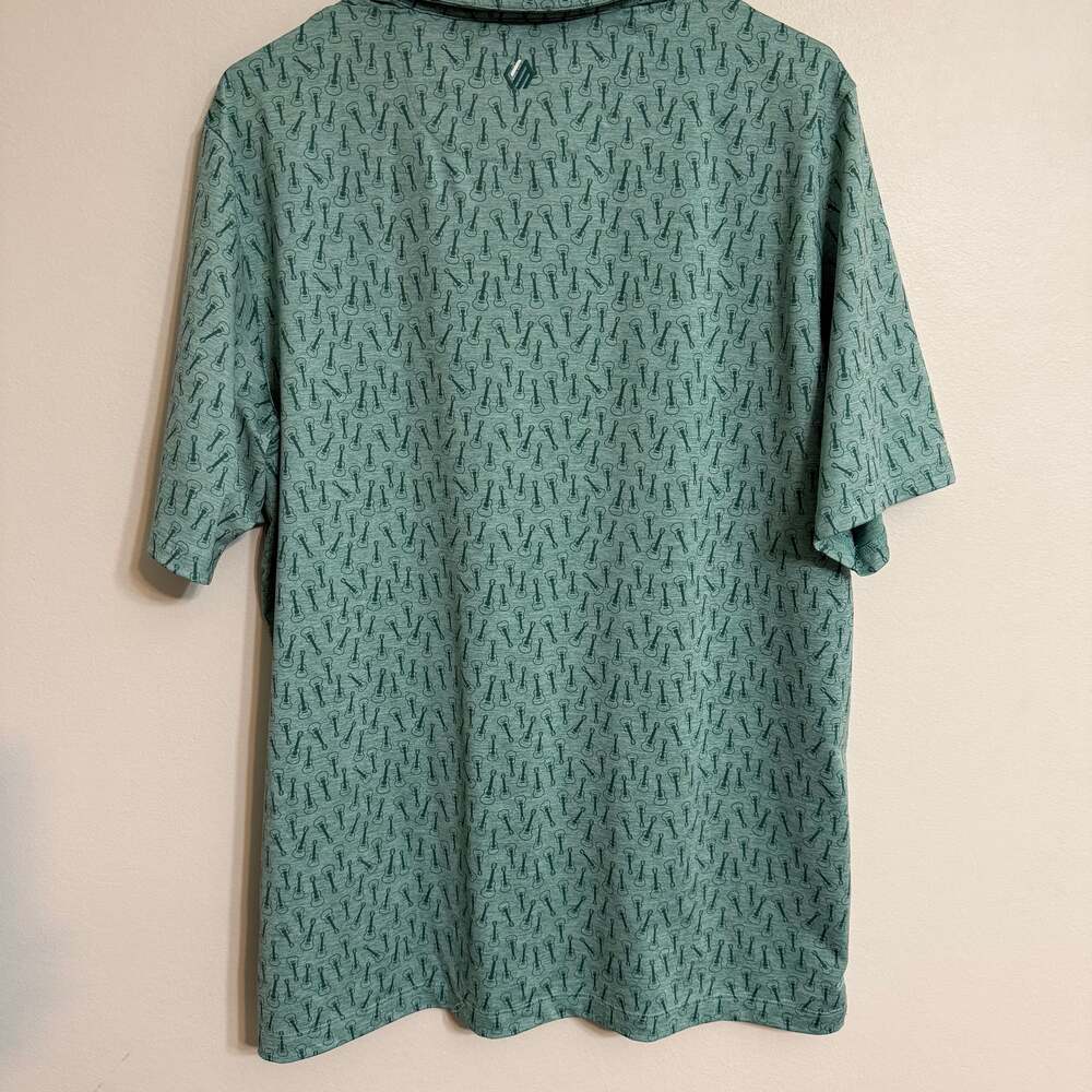 Johnston‎ & Murphy Xc4®  All over Guitar Print Performance Polo Green - Picture 2 of 4